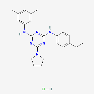 N2-(3,5-dimethylphenyl)-N4-(4-ethylphenyl)-6-(pyrrolidin-1-yl)-1,3,5-triazine-2,4-diamine hydrochloride