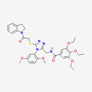 N-((4-(2,5-dimethoxyphenyl)-5-((2-(indolin-1-yl)-2-oxoethyl)thio)-4H-1,2,4-triazol-3-yl)methyl)-3,4,5-triethoxybenzamide