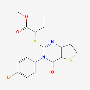 molecular formula C17H17BrN2O3S2 B2546653 Methyl 2-((3-(4-bromophenyl)-4-oxo-3,4,6,7-tetrahydrothieno[3,2-d]pyrimidin-2-yl)thio)butanoate CAS No. 687567-39-1