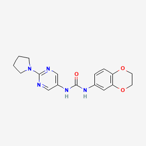 1-(2,3-Dihydrobenzo[b][1,4]dioxin-6-yl)-3-(2-(pyrrolidin-1-yl)pyrimidin-5-yl)urea