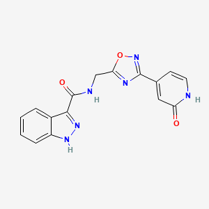molecular formula C16H12N6O3 B2546674 N-((3-(2-oxo-1,2-dihydropyridin-4-yl)-1,2,4-oxadiazol-5-yl)methyl)-1H-indazole-3-carboxamide CAS No. 2034349-62-5