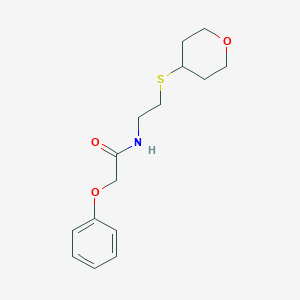 molecular formula C15H21NO3S B2546675 2-phenoxy-N-(2-((tetrahydro-2H-pyran-4-yl)thio)ethyl)acetamide CAS No. 1903317-68-9