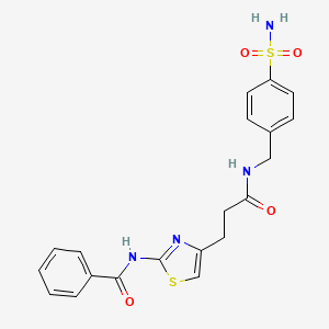 N-(4-(3-oxo-3-((4-sulfamoylbenzyl)amino)propyl)thiazol-2-yl)benzamide