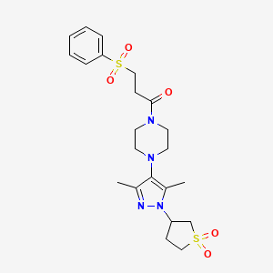 1-(4-(1-(1,1-dioxidotetrahydrothiophen-3-yl)-3,5-dimethyl-1H-pyrazol-4-yl)piperazin-1-yl)-3-(phenylsulfonyl)propan-1-one