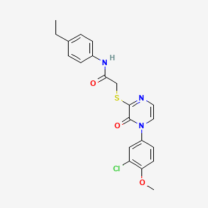 2-((4-(3-chloro-4-methoxyphenyl)-3-oxo-3,4-dihydropyrazin-2-yl)thio)-N-(4-ethylphenyl)acetamide