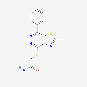 molecular formula C15H14N4OS2 B2546719 N-methyl-2-((2-methyl-7-phenylthiazolo[4,5-d]pyridazin-4-yl)thio)acetamide CAS No. 946381-35-7