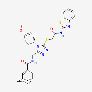 molecular formula C30H32N6O3S2 B2546748 N-{[5-({[(1,3-benzothiazol-2-yl)carbamoyl]methyl}sulfanyl)-4-(4-methoxyphenyl)-4H-1,2,4-triazol-3-yl]methyl}adamantane-1-carboxamide CAS No. 477299-71-1