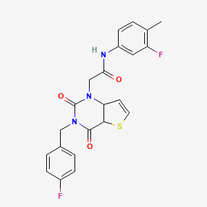 molecular formula C22H17F2N3O3S B2546778 N-(3-氟-4-甲基苯基)-2-{3-[(4-氟苯基)甲基]-2,4-二氧代-1H,2H,3H,4H-噻吩并[3,2-d]嘧啶-1-基}乙酰胺 CAS No. 879139-53-4