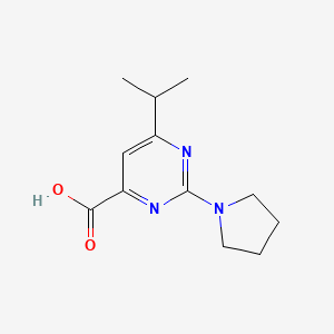 molecular formula C12H17N3O2 B2546779 6-Isopropyl-2-(pyrrolidin-1-yl)pyrimidine-4-carboxylic acid CAS No. 1181666-30-7