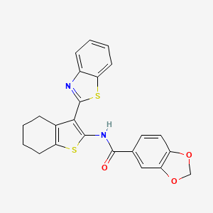 molecular formula C23H18N2O3S2 B2546807 N-(3-(benzo[d]thiazol-2-yl)-4,5,6,7-tetrahydrobenzo[b]thiophen-2-yl)benzo[d][1,3]dioxole-5-carboxamide CAS No. 922085-30-1