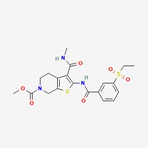 molecular formula C20H23N3O6S2 B2546847 methyl 2-(3-(ethylsulfonyl)benzamido)-3-(methylcarbamoyl)-4,5-dihydrothieno[2,3-c]pyridine-6(7H)-carboxylate CAS No. 886960-20-9