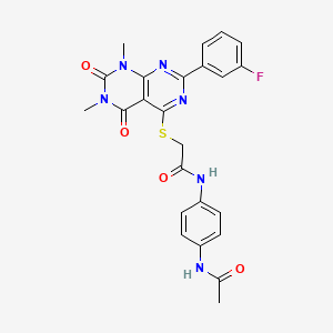molecular formula C24H21FN6O4S B2546922 N-(4-acetamidophenyl)-2-((2-(3-fluorophenyl)-6,8-dimethyl-5,7-dioxo-5,6,7,8-tetrahydropyrimido[4,5-d]pyrimidin-4-yl)thio)acetamide CAS No. 920448-06-2
