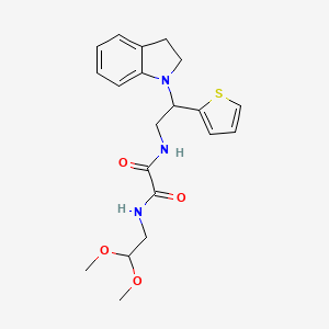molecular formula C20H25N3O4S B2546983 N1-(2,2-dimethoxyethyl)-N2-(2-(indolin-1-yl)-2-(thiophen-2-yl)ethyl)oxalamide CAS No. 898452-22-7