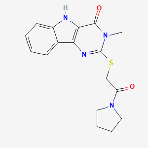molecular formula C17H18N4O2S B2547040 3-methyl-2-{[2-oxo-2-(pyrrolidin-1-yl)ethyl]sulfanyl}-3H,4H,5H-pyrimido[5,4-b]indol-4-one CAS No. 537667-66-6