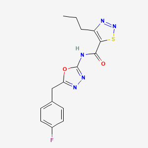 molecular formula C15H14FN5O2S B2547042 N-(5-(4-fluorobenzyl)-1,3,4-oxadiazol-2-yl)-4-propyl-1,2,3-thiadiazole-5-carboxamide CAS No. 1203366-03-3