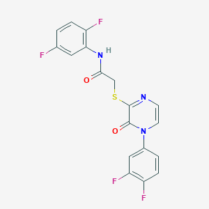 molecular formula C18H11F4N3O2S B2547058 N-(2,5-difluorophenyl)-2-{[4-(3,4-difluorophenyl)-3-oxo-3,4-dihydropyrazin-2-yl]sulfanyl}acetamide CAS No. 899958-78-2