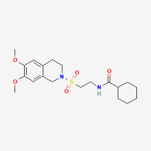 molecular formula C20H30N2O5S B2547081 N-(2-((6,7-dimethoxy-3,4-dihydroisoquinolin-2(1H)-yl)sulfonyl)ethyl)cyclohexanecarboxamide CAS No. 921926-59-2