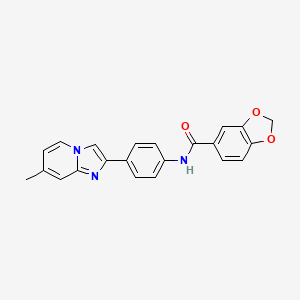 molecular formula C22H17N3O3 B2547104 N-(4-{7-methylimidazo[1,2-a]pyridin-2-yl}phenyl)-2H-1,3-benzodioxole-5-carboxamide CAS No. 887198-39-2