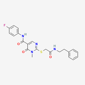 N-(4-fluorophenyl)-1-methyl-6-oxo-2-((2-oxo-2-(phenethylamino)ethyl)thio)-1,6-dihydropyrimidine-5-carboxamide