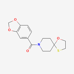 molecular formula C15H17NO4S B2547167 Benzo[d][1,3]dioxol-5-yl(1-oxa-4-thia-8-azaspiro[4.5]decan-8-yl)methanone CAS No. 1351588-73-2