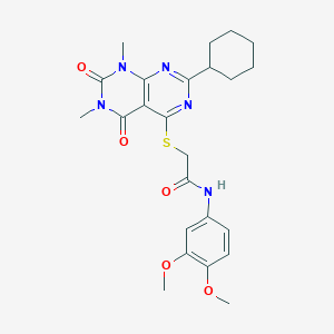2-((2-cyclohexyl-6,8-dimethyl-5,7-dioxo-5,6,7,8-tetrahydropyrimido[4,5-d]pyrimidin-4-yl)thio)-N-(3,4-dimethoxyphenyl)acetamide