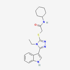 molecular formula C20H25N5OS B2547182 N-cyclohexyl-2-{[4-ethyl-5-(1H-indol-3-yl)-4H-1,2,4-triazol-3-yl]sulfanyl}acetamide CAS No. 831187-40-7