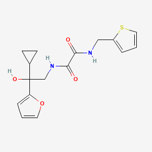 molecular formula C16H18N2O4S B2547185 N-[2-cyclopropyl-2-(furan-2-yl)-2-hydroxyethyl]-N'-[(thiophen-2-yl)methyl]ethanediamide CAS No. 1396884-29-9
