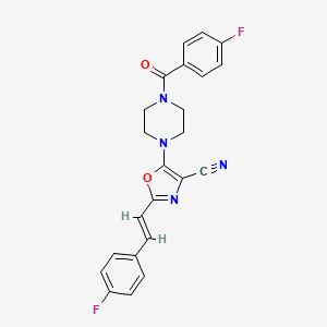 (E)-5-(4-(4-fluorobenzoyl)piperazin-1-yl)-2-(4-fluorostyryl)oxazole-4-carbonitrile