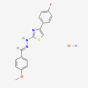 (Z)-4-(4-fluorophenyl)-2-((E)-(4-methoxybenzylidene)hydrazono)-2,3-dihydrothiazole hydrobromide