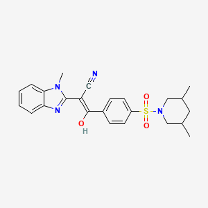 (E)-3-(4-((3,5-dimethylpiperidin-1-yl)sulfonyl)phenyl)-2-(1-methyl-1H-benzo[d]imidazol-2(3H)-ylidene)-3-oxopropanenitrile