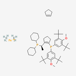 Bis(3,5-ditert-butyl-4-methoxyphenyl)-[2-[(1R)-1-dicyclohexylphosphanylethyl]cyclopenten-1-yl]phosphane;carbanide;cyclopentene;iron(2+)