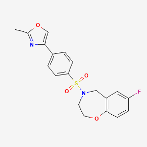 molecular formula C19H17FN2O4S B2547245 7-Fluoro-4-((4-(2-methyloxazol-4-yl)phenyl)sulfonyl)-2,3,4,5-tetrahydrobenzo[f][1,4]oxazepine CAS No. 2034204-54-9