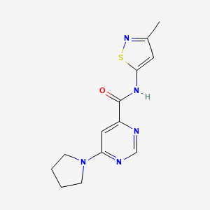 molecular formula C13H15N5OS B2547250 N-(3-methyl-1,2-thiazol-5-yl)-6-(pyrrolidin-1-yl)pyrimidine-4-carboxamide CAS No. 2034581-46-7