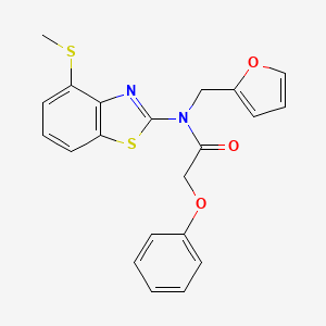 molecular formula C21H18N2O3S2 B2547291 N-(furan-2-ylmethyl)-N-(4-(methylthio)benzo[d]thiazol-2-yl)-2-phenoxyacetamide CAS No. 923468-88-6