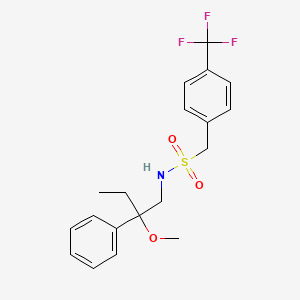 molecular formula C19H22F3NO3S B2547297 N-(2-Methoxy-2-phenylbutyl)-1-[4-(trifluoromethyl)phenyl]methanesulfonamide CAS No. 1797282-32-6