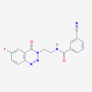 molecular formula C17H12FN5O2 B2547300 3-cyano-N-(2-(6-fluoro-4-oxobenzo[d][1,2,3]triazin-3(4H)-yl)ethyl)benzamide CAS No. 1903722-40-6