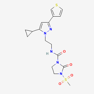 N-(2-(5-cyclopropyl-3-(thiophen-3-yl)-1H-pyrazol-1-yl)ethyl)-3-(methylsulfonyl)-2-oxoimidazolidine-1-carboxamide