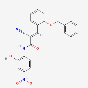 molecular formula C23H17N3O5 B2547318 (E)-2-cyano-N-(2-hydroxy-4-nitrophenyl)-3-(2-phenylmethoxyphenyl)prop-2-enamide CAS No. 444588-65-2