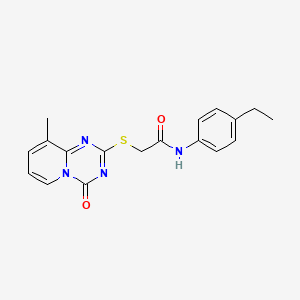 molecular formula C18H18N4O2S B2547352 N-(4-ethylphenyl)-2-({9-methyl-4-oxo-4H-pyrido[1,2-a][1,3,5]triazin-2-yl}sulfanyl)acetamide CAS No. 896339-76-7