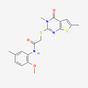 2-(3,6-dimethyl-4-oxothieno[2,3-d]pyrimidin-2-yl)sulfanyl-N-(2-methoxy-5-methylphenyl)acetamide