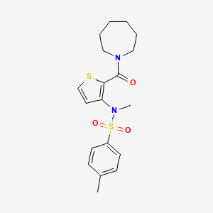 molecular formula C19H24N2O3S2 B2547398 N-(2-(azepane-1-carbonyl)thiophen-3-yl)-N,4-dimethylbenzenesulfonamide CAS No. 1251671-33-6