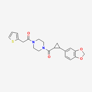 1-(4-(2-(Benzo[d][1,3]dioxol-5-yl)cyclopropanecarbonyl)piperazin-1-yl)-2-(thiophen-2-yl)ethanone