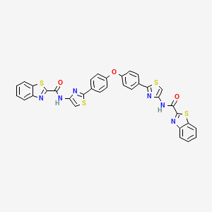 molecular formula C34H20N6O3S4 B2547406 N-[2-(4-{4-[4-(1,3-benzothiazole-2-amido)-1,3-thiazol-2-yl]phenoxy}phenyl)-1,3-thiazol-4-yl]-1,3-benzothiazole-2-carboxamide CAS No. 477535-97-0