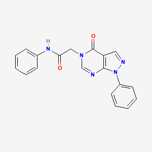 molecular formula C19H15N5O2 B2547469 2-(4-oxo-1-phenyl-1H-pyrazolo[3,4-d]pyrimidin-5(4H)-yl)-N-phenylacetamide CAS No. 656831-69-5