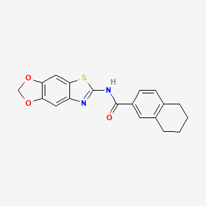molecular formula C19H16N2O3S B2547503 N-{4,6-dioxa-10-thia-12-azatricyclo[7.3.0.0^{3,7}]dodeca-1(9),2,7,11-tetraen-11-yl}-5,6,7,8-tetrahydronaphthalene-2-carboxamide CAS No. 892846-62-7