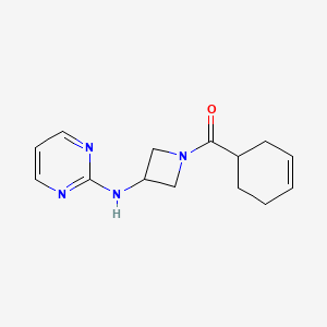 molecular formula C14H18N4O B2547524 N-[1-(cyclohex-3-ene-1-carbonyl)azetidin-3-yl]pyrimidin-2-amine CAS No. 2034302-65-1