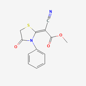 molecular formula C13H10N2O3S B2547525 methyl 2-cyano-2-[(2E)-4-oxo-3-phenyl-1,3-thiazolidin-2-ylidene]acetate CAS No. 133713-10-7