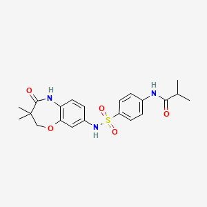 molecular formula C21H25N3O5S B2547543 N-(4-(N-(3,3-dimethyl-4-oxo-2,3,4,5-tetrahydrobenzo[b][1,4]oxazepin-8-yl)sulfamoyl)phenyl)isobutyramide CAS No. 922021-90-7