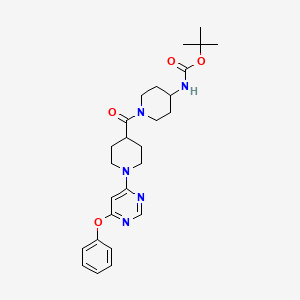 molecular formula C26H35N5O4 B2547589 Tert-butyl (1-{[1-(6-phenoxypyrimidin-4-yl)piperidin-4-yl]carbonyl}piperidin-4-yl)carbamate CAS No. 1116045-00-1