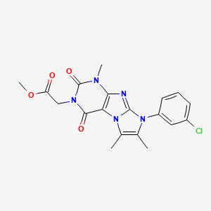 molecular formula C19H18ClN5O4 B2547642 methyl 2-(8-(3-chlorophenyl)-1,6,7-trimethyl-2,4-dioxo-1H-imidazo[2,1-f]purin-3(2H,4H,8H)-yl)acetate CAS No. 887459-53-2